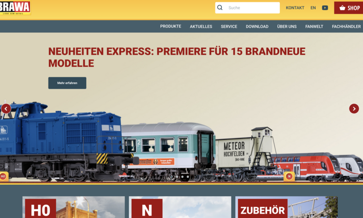 BRAWA Modelleisenbahn – TYPO3-Webseiten-Relaunch mit erweiterten Funktionen