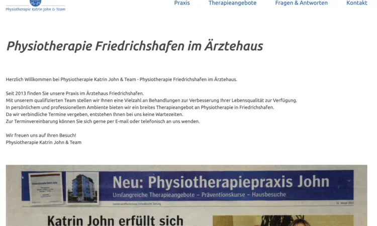 Physiotherapie Katrin John – TYPO3-Webseiten-Relaunch