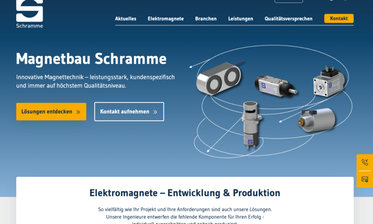 Relaunch der Website von Magnetbau Schramme