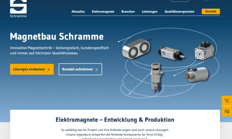 Relaunch der Website von Magnetbau Schramme
