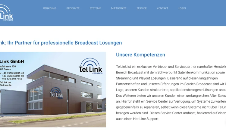 TelLink GmbH – TYPO3-Webseiten-Relaunch für Broadcast- und Satellitenkommunikation